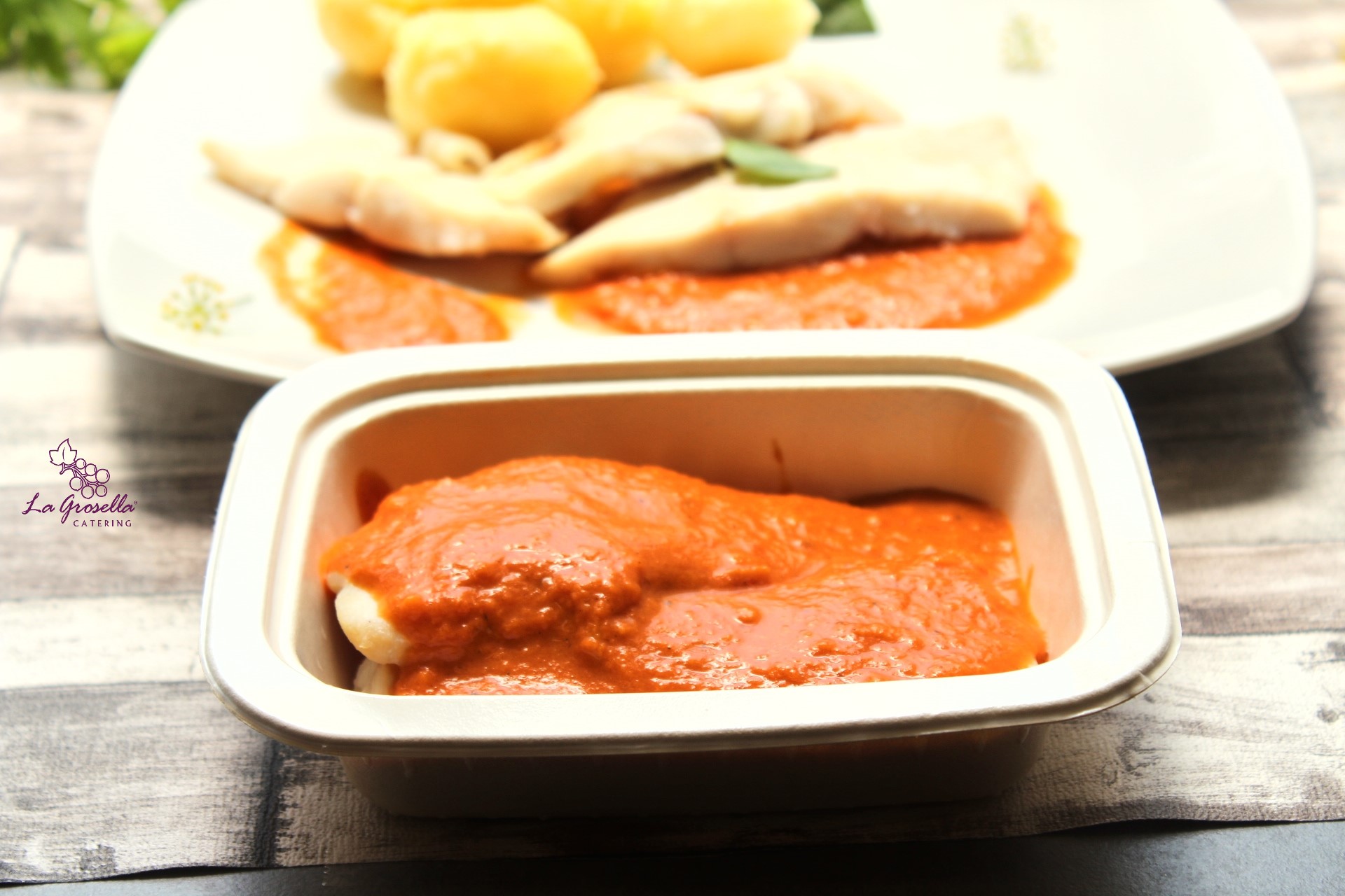 Palometa con salsa americana