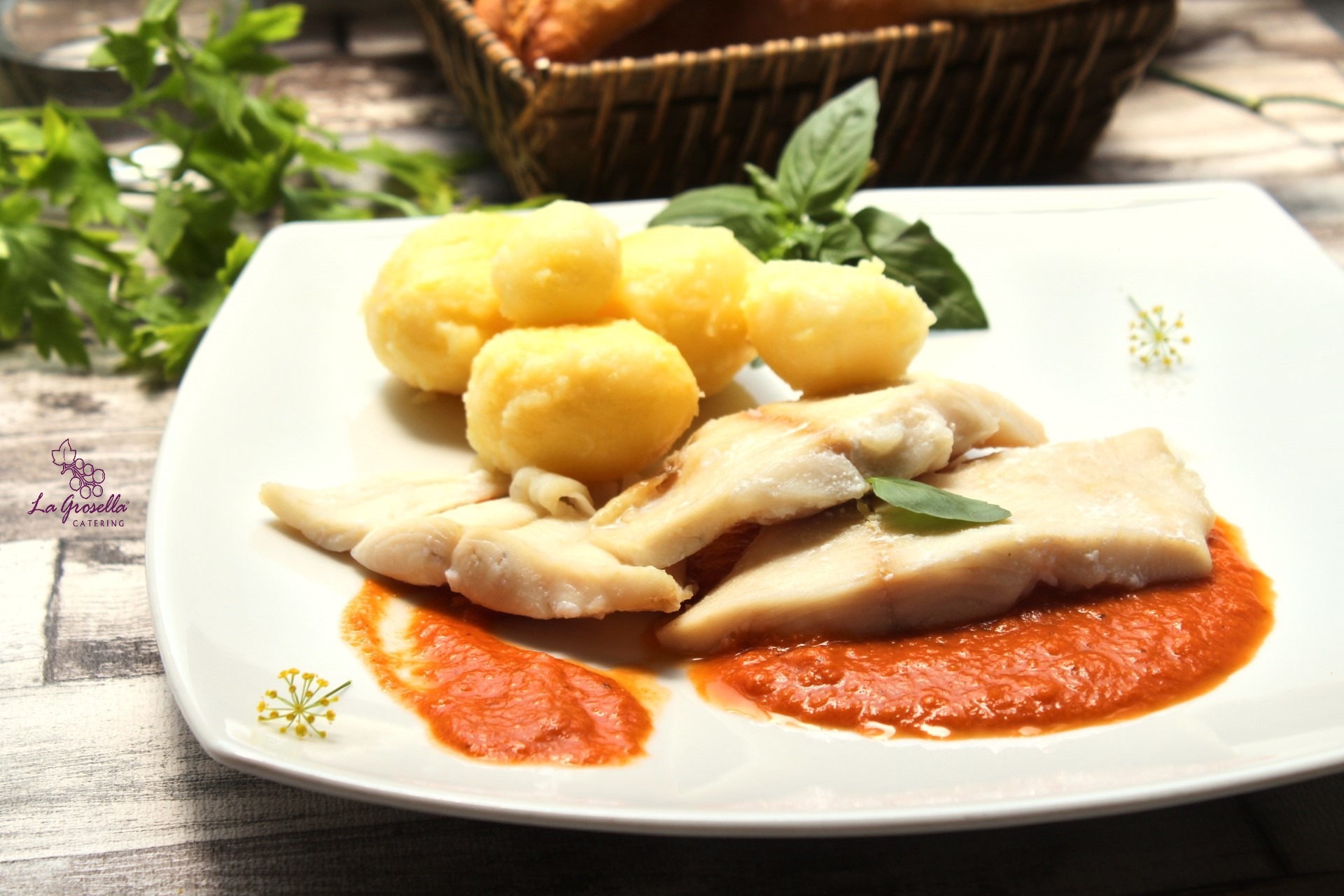 Palometa con salsa americana