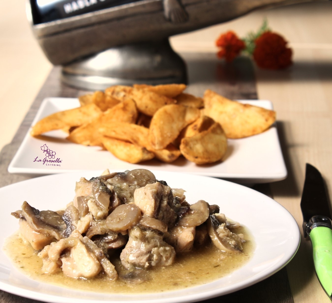 Ragú de pollo con champiñones