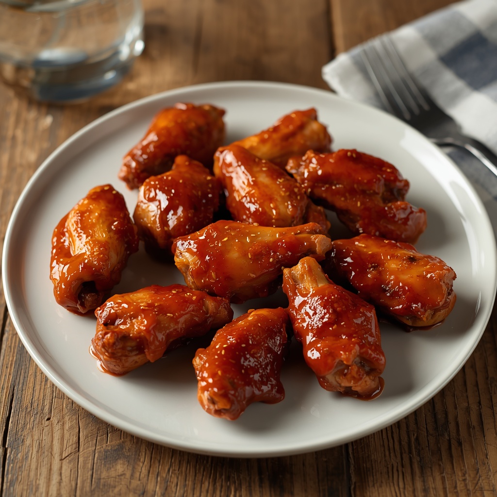 Alitas de pollo fritas con salsa barbacoa