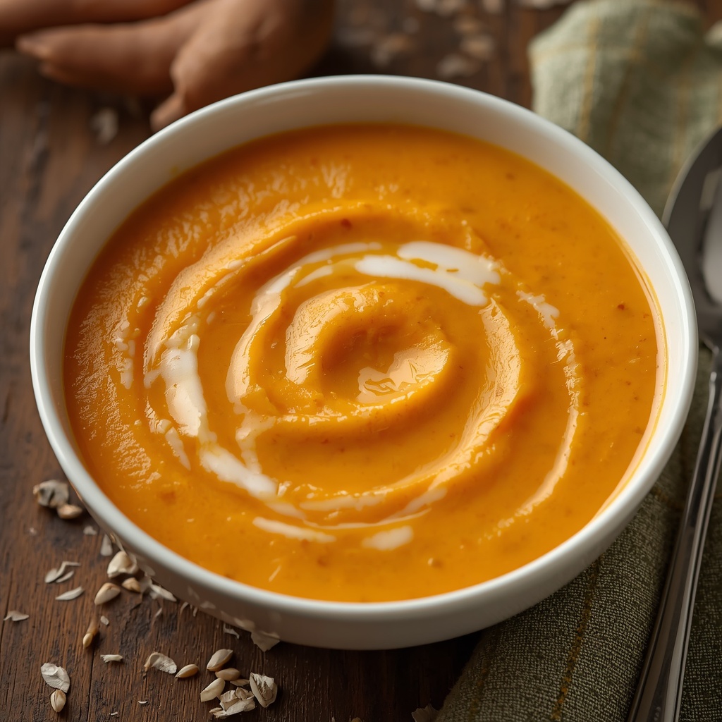Maxi crema de boniato con calabaza y leche de coco