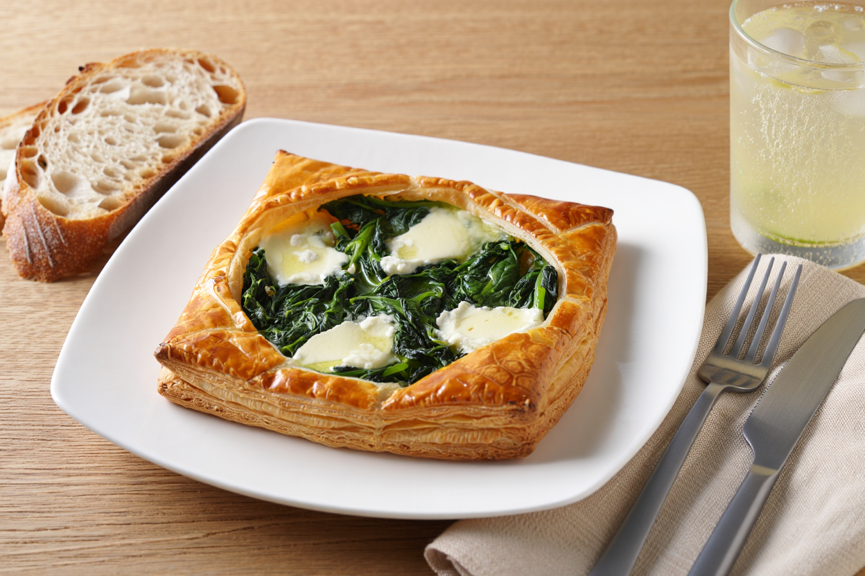 Hojaldre relleno de espinacas y queso de cabra