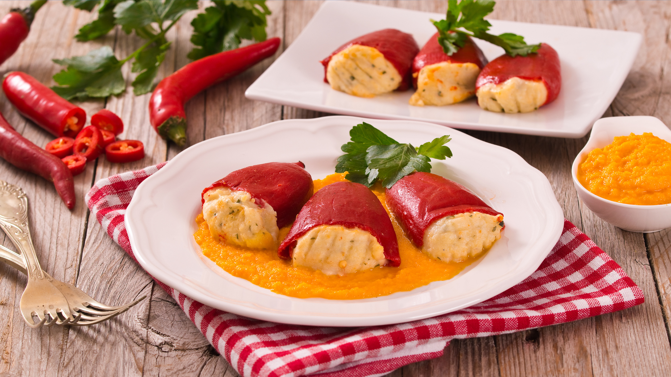 Pimientos del piquillo rellenos de bacalao