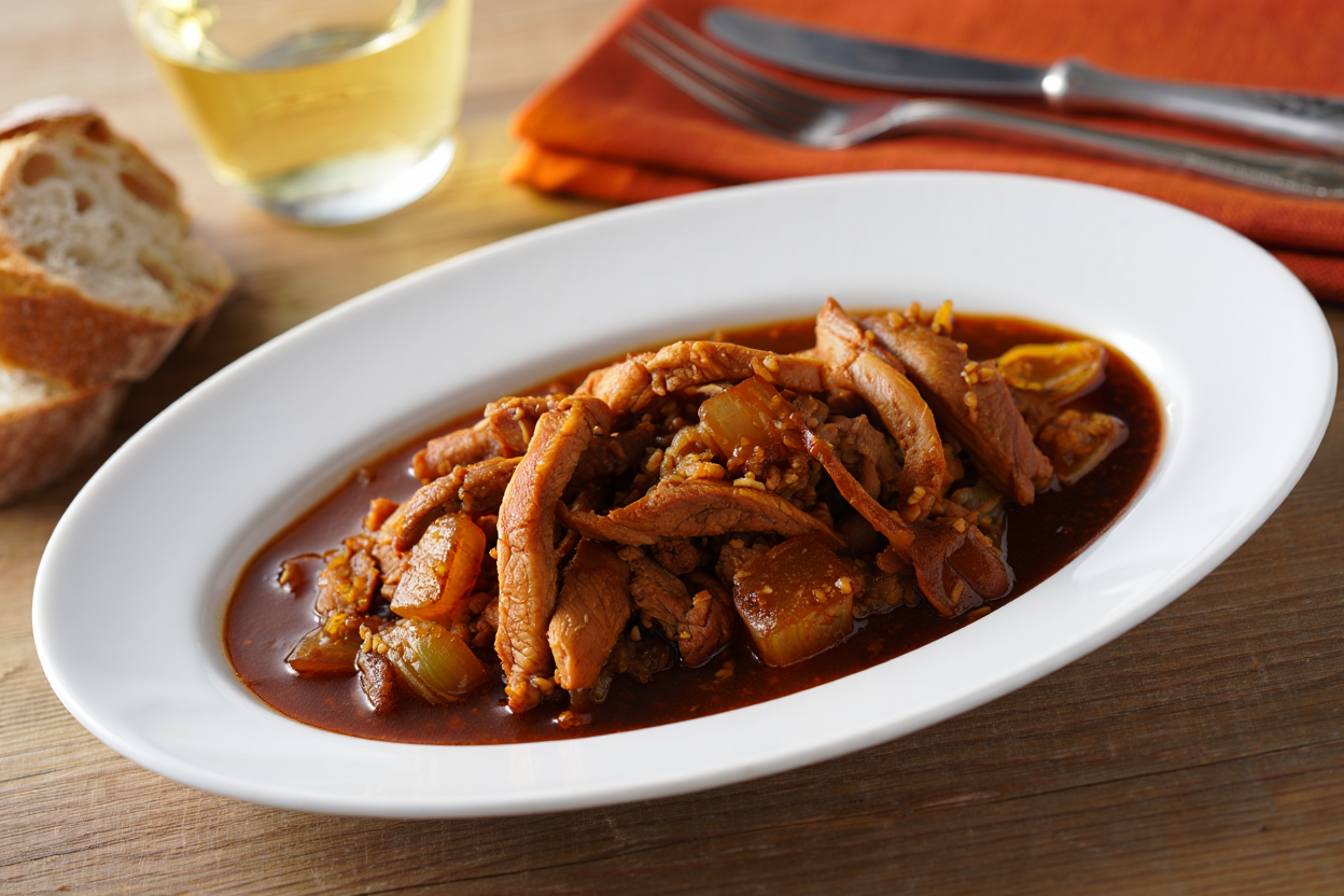 Saltado peruano de cerdo