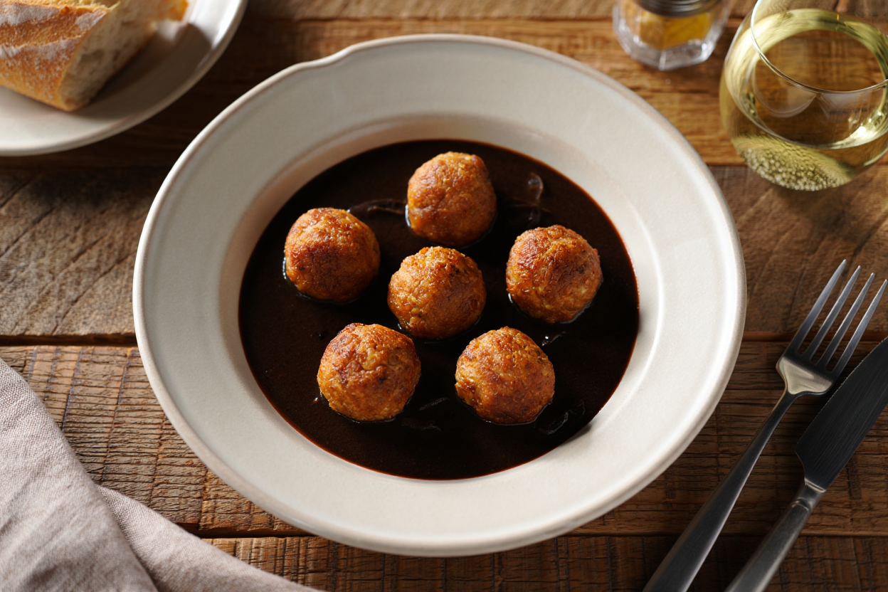 Albóndigas de atún con salsa de cebolla