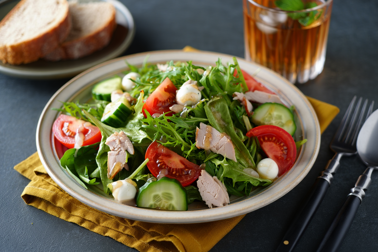 Ensalada verde con pavo y pepino