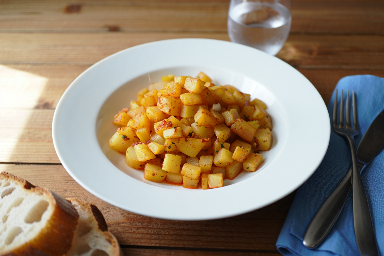 Patatas en cubitos al ajillo y pimentón