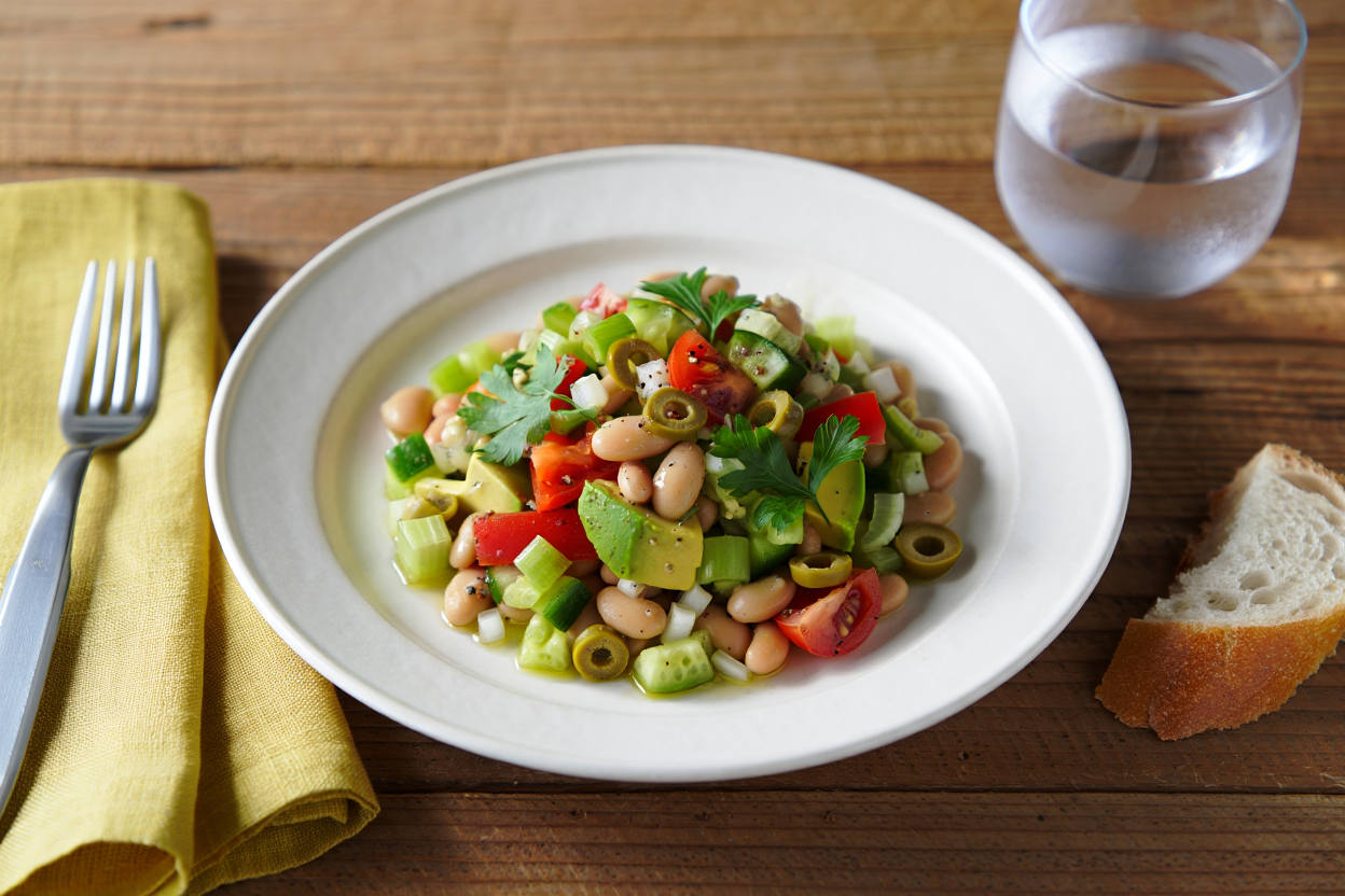 Ensalada campestre de alubias y aguacate