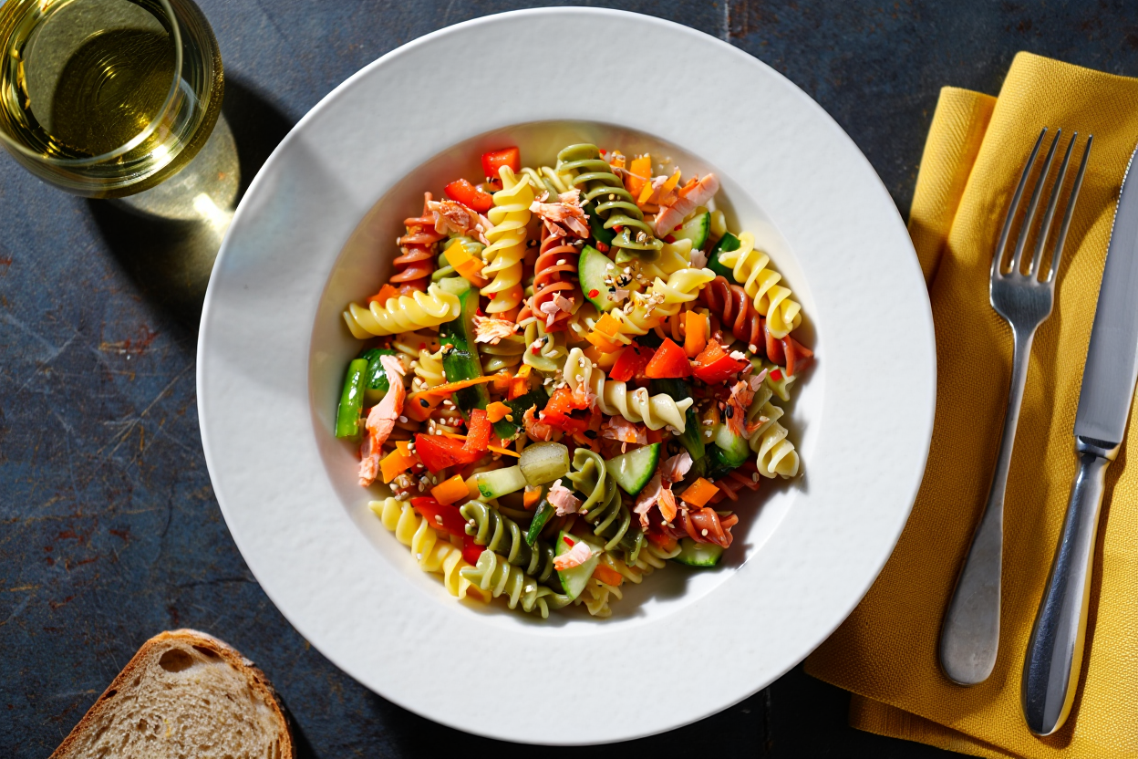 Ensalada de pasta con salmón