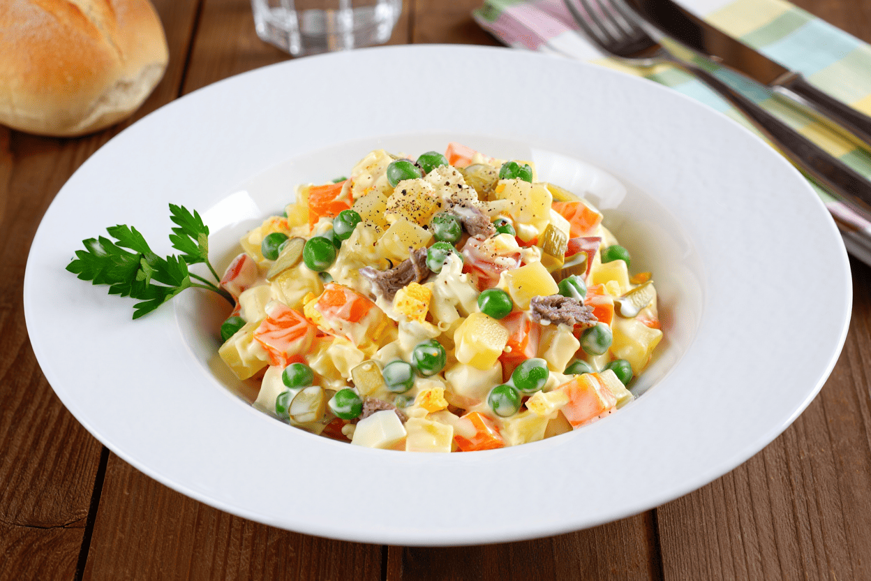 Ensaladilla Olivier con ternera kebab