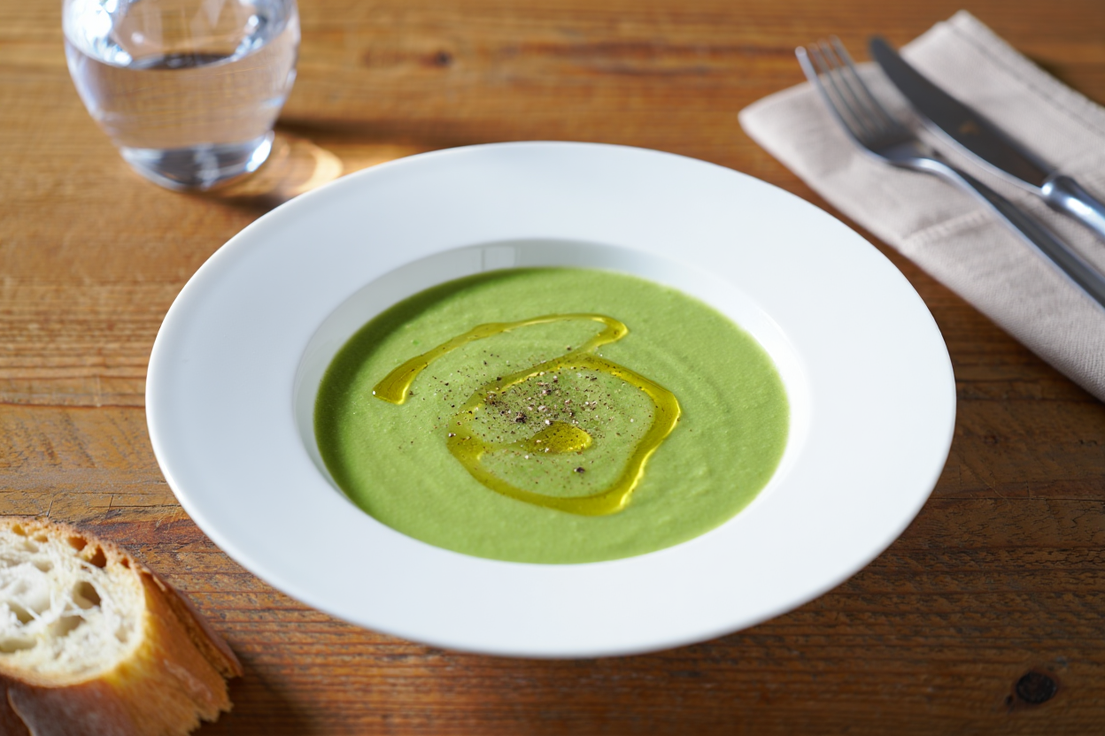 Gazpacho verde de aguacate y calabacín