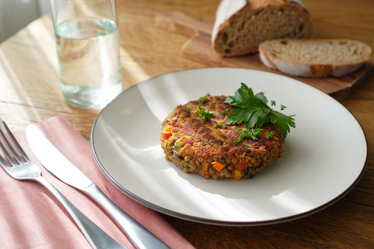 Hamburguesa de lentejas rojas