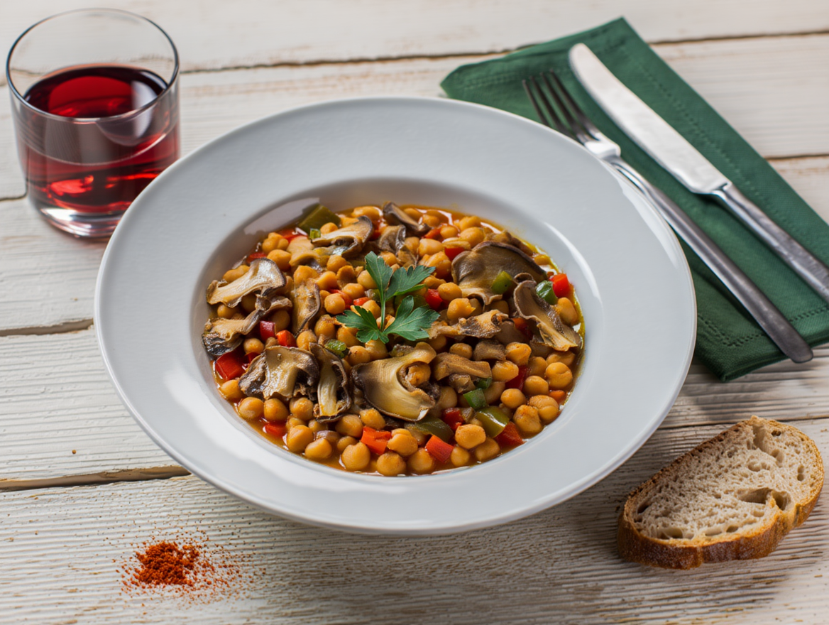 Potaje de garbanzos con setas