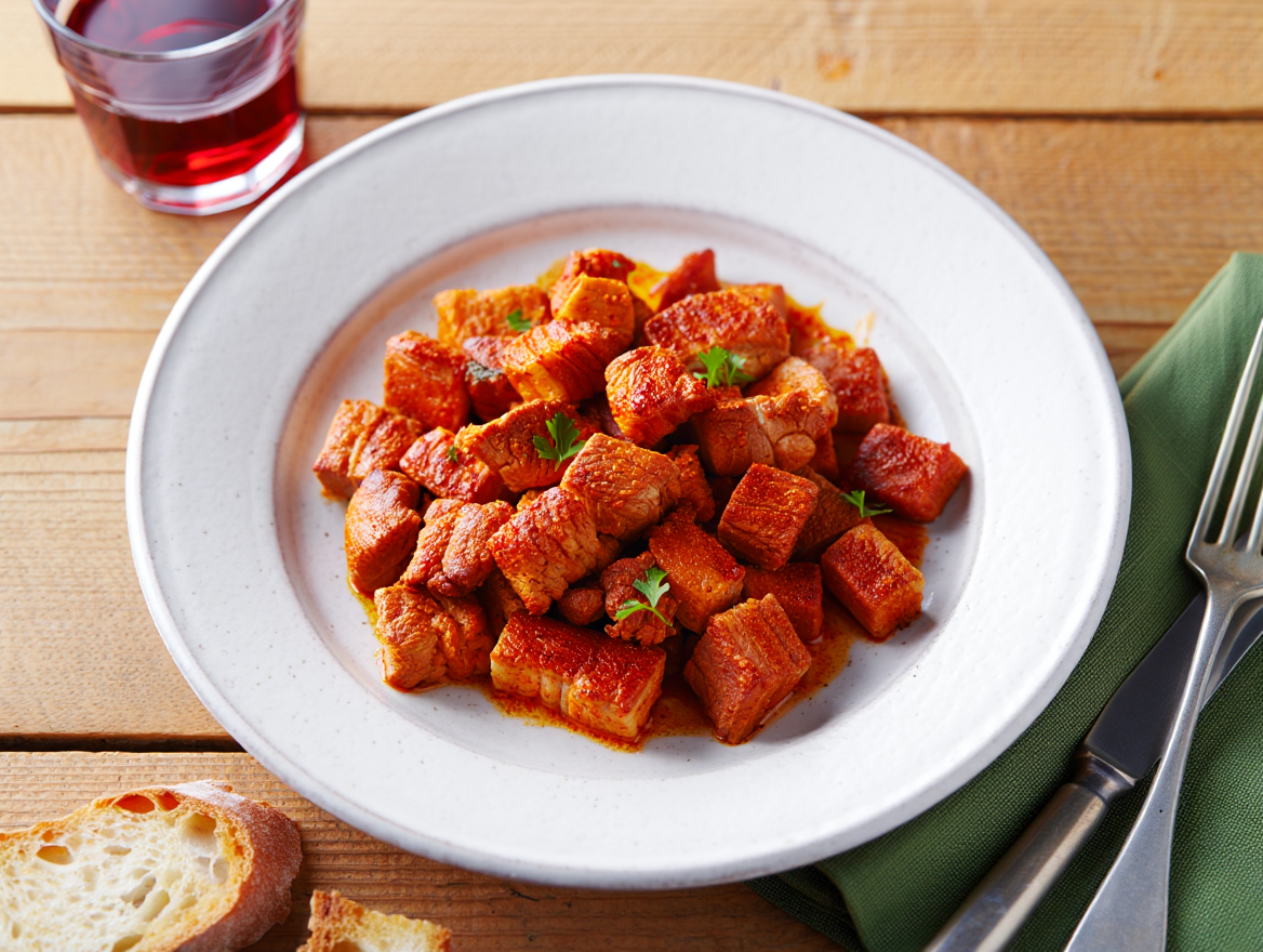 Dados de lomo al pimentón de La Vera