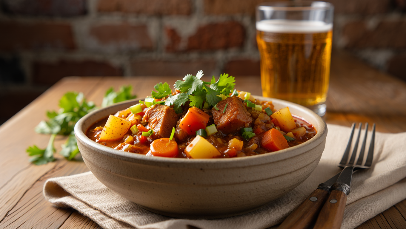 Cerdo guisado con verduras