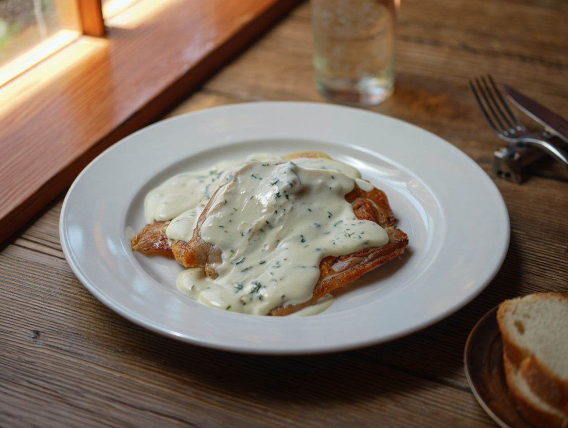 Contramuslos de pollo en salsa blanca