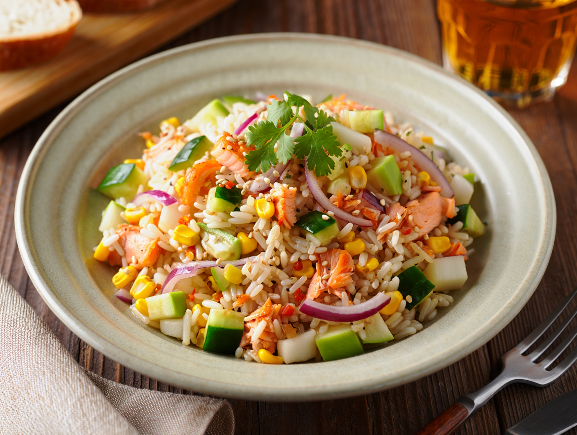 Ensalada de arroz con salmón