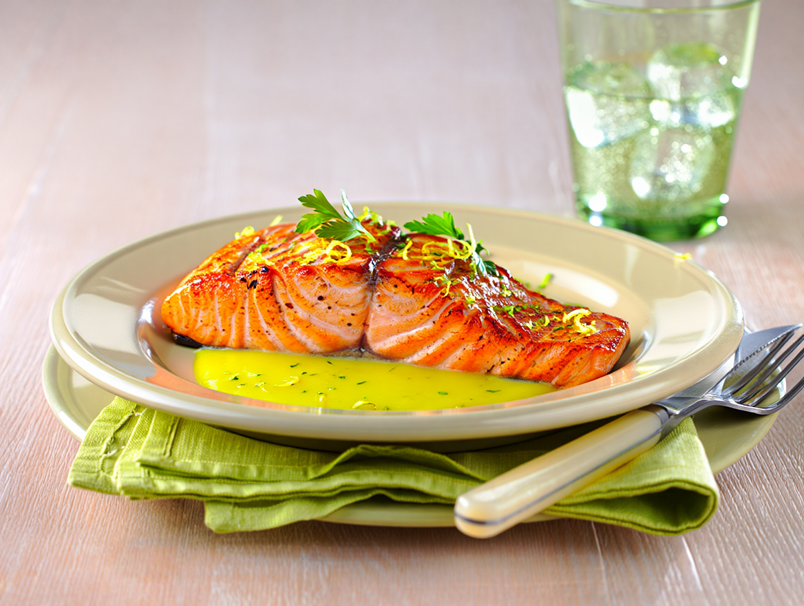 Salmón noruego con salsa de cítricos