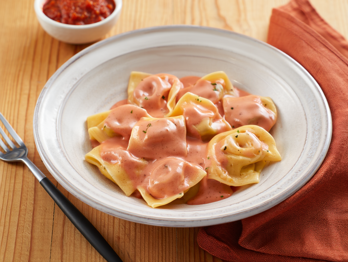 Tortelloni 4 quesos con salsa mixta
