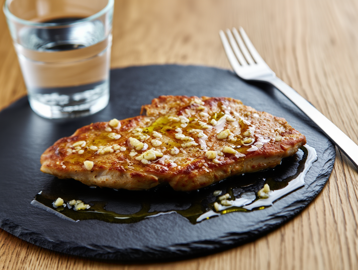 Chuletas de pavo al ajillo