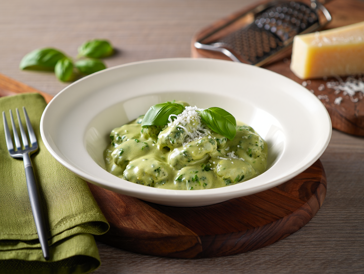 Ñoquis de espinacas con salsa gorgonzola