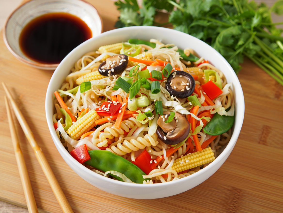 Espirales con wok de verduras