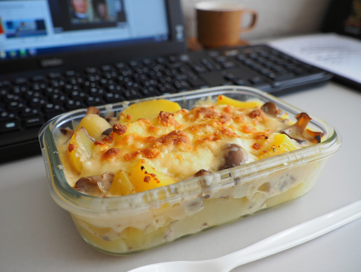 Patata gratinada con champiñones