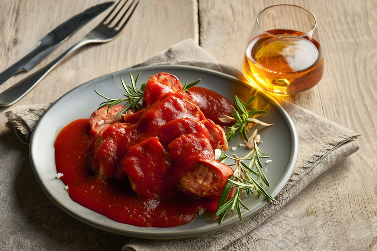 Chorizo criollo con salsa de tomate