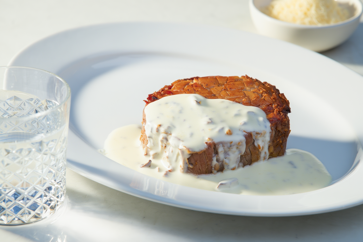 Secreto con salsa parmesana