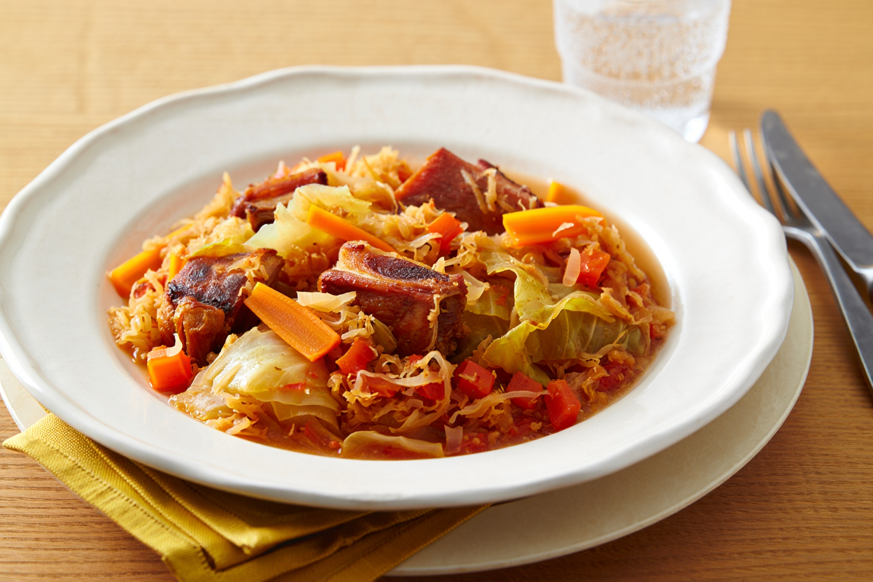 Repollo y chucrut con costillas ahumadas