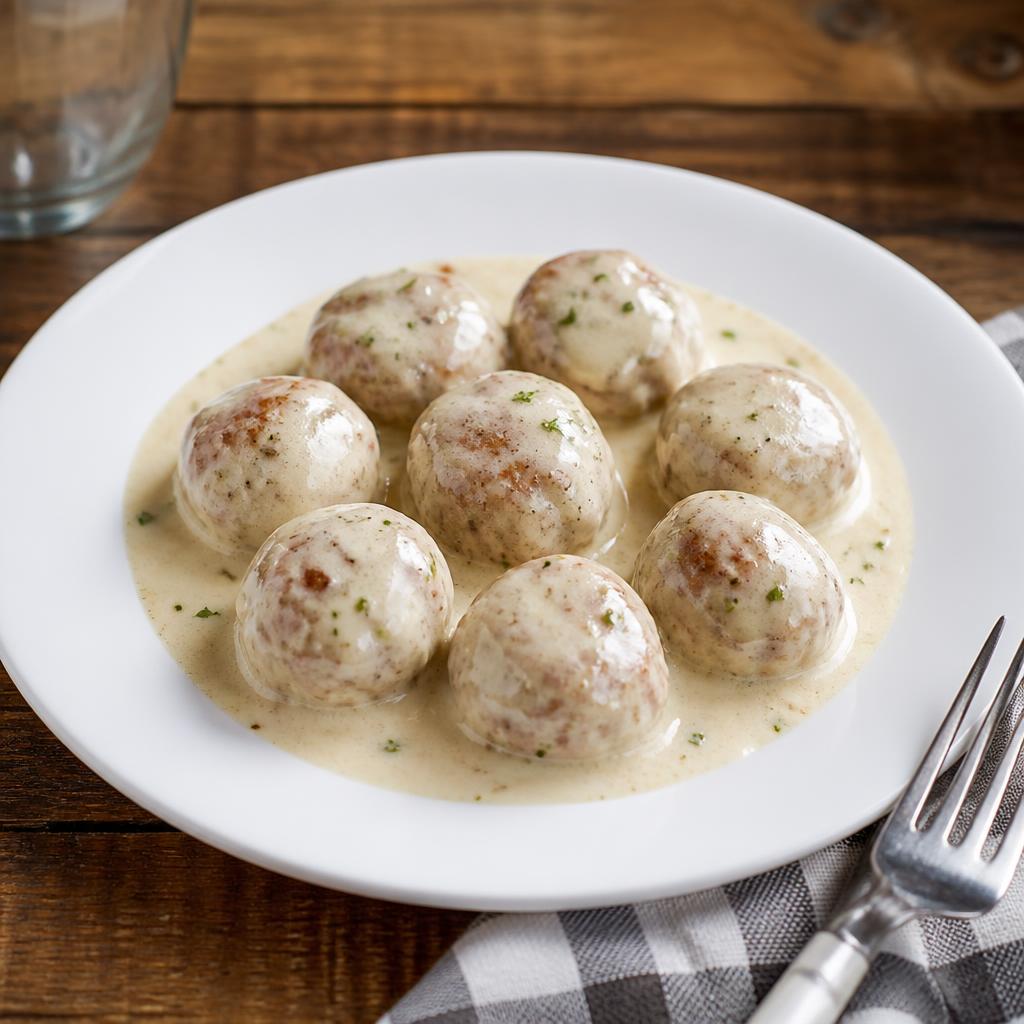 Albóndigas suecas con salsa suave de nata