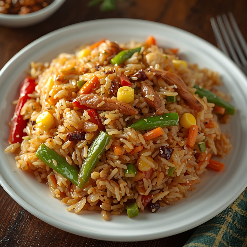 Arroz oriental al wok con verduras
