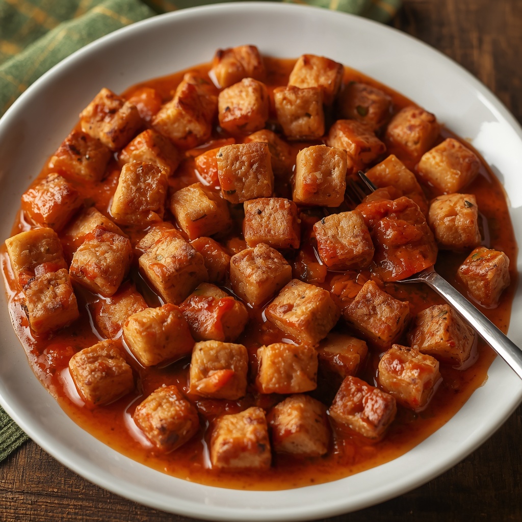 Seitán con asadillo manchego