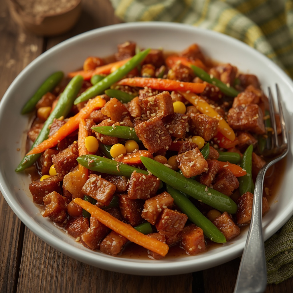 Soja texturizada con wok de verduras
